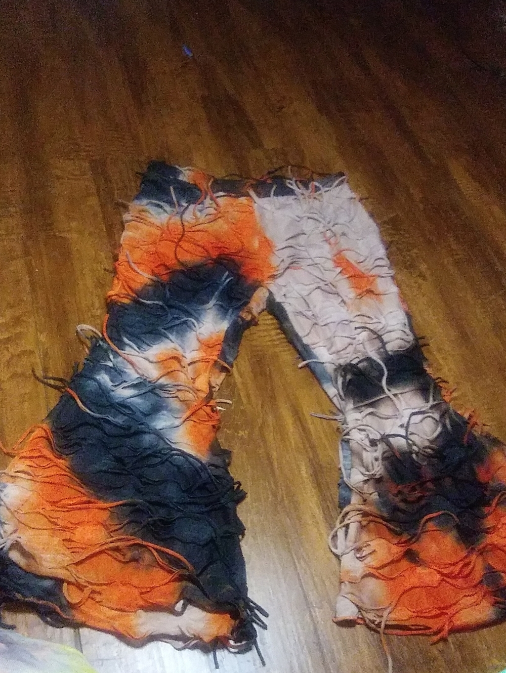 Tie-Dye Fringe Pants - Orange & Navy
